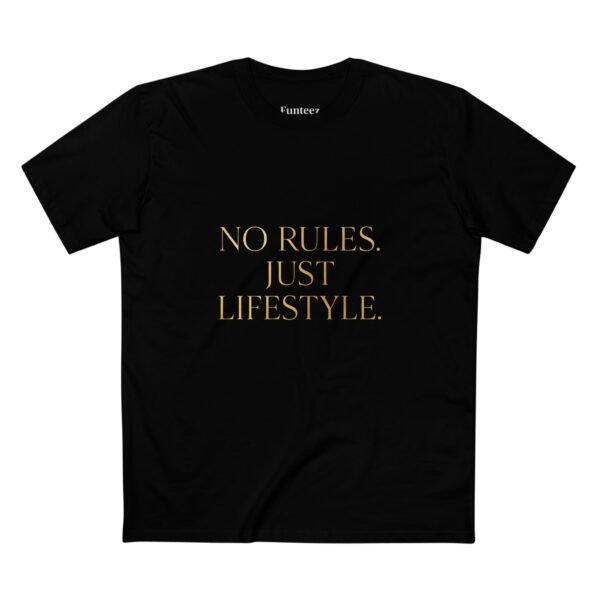 No Rules Just Lifestyle – Men’s Statement T-Shirt with Bold Typography – Premium Minimalist Streetwear