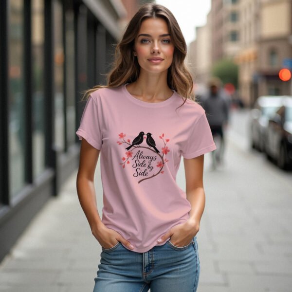 Always Side by Side – Romantic Birds & Blossoms Tee