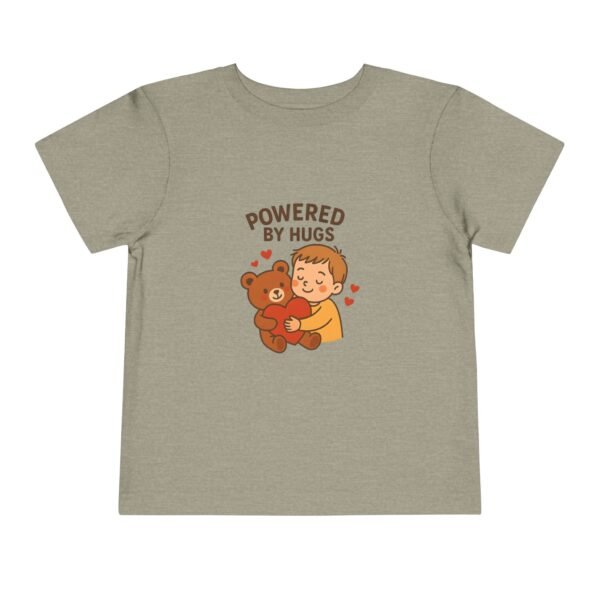 Powered by Hugs – Cute Toddler T-Shirt with Teddy Bear & Heart – Sweet Gift Tee for Boys & Girls
